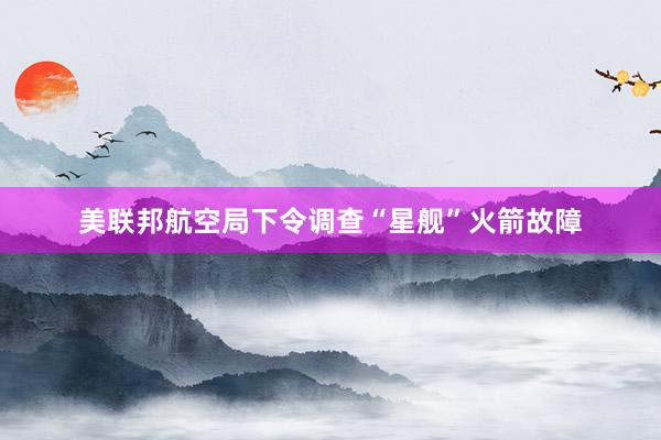 美联邦航空局下令调查“星舰”火箭故障
