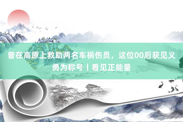 曾在高原上救助两名车祸伤员，这位00后获见义勇为称号丨看见正能量