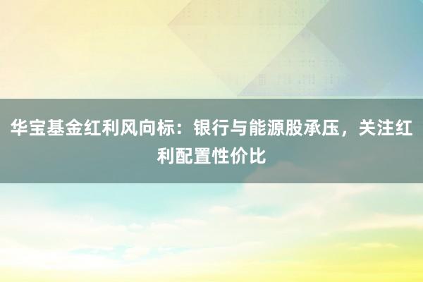 华宝基金红利风向标：银行与能源股承压，关注红利配置性价比