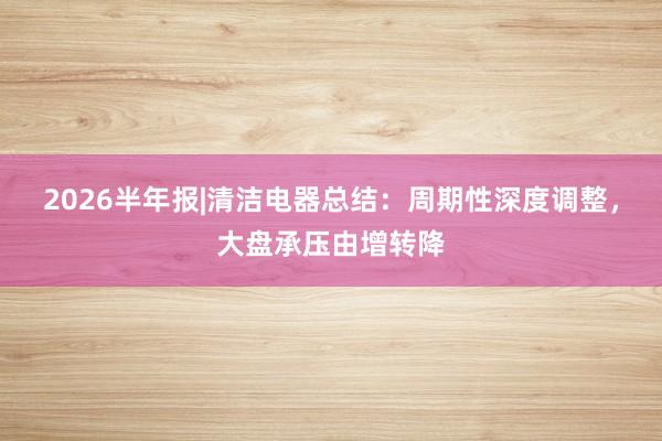 2026半年报|清洁电器总结：周期性深度调整，大盘承压由增转降