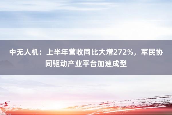 中无人机：上半年营收同比大增272%，军民协同驱动产业平台加速成型