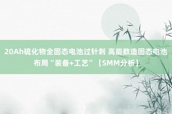 20Ah硫化物全固态电池过针刺 高能数造固态电池布局“装备+工艺”【SMM分析】