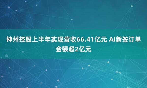 神州控股上半年实现营收66.41亿元 AI新签订单金额超2亿元
