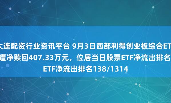 大连配资行业资讯平台 9月3日西部利得创业板综合ETF(159295)遭净赎回407.33万元,位居当日股票ETF净流出排名138/1314